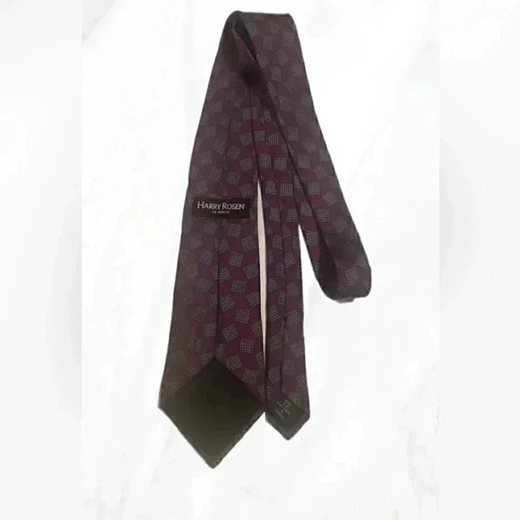 Harry Rosen purple grey geometric 100% silk neck tie - Picture 2 of 2